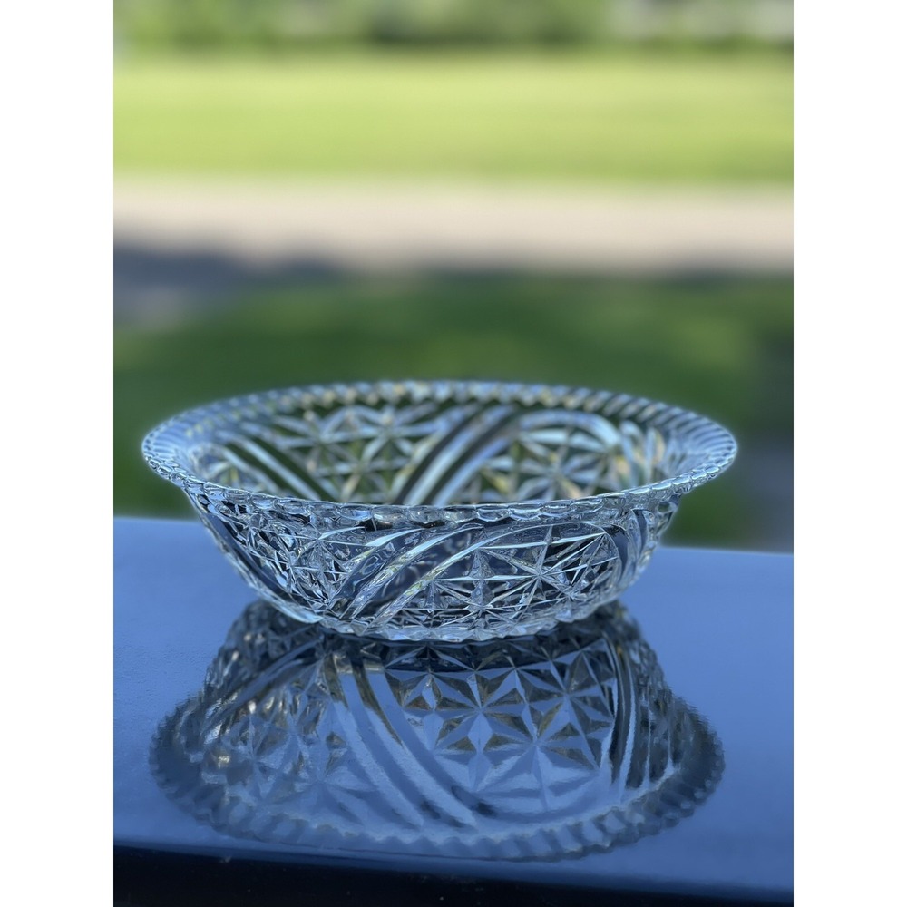 Vintage Clear Glass‎ Federal Glass Diamond and Flower Pattern Serving Bowl Salad